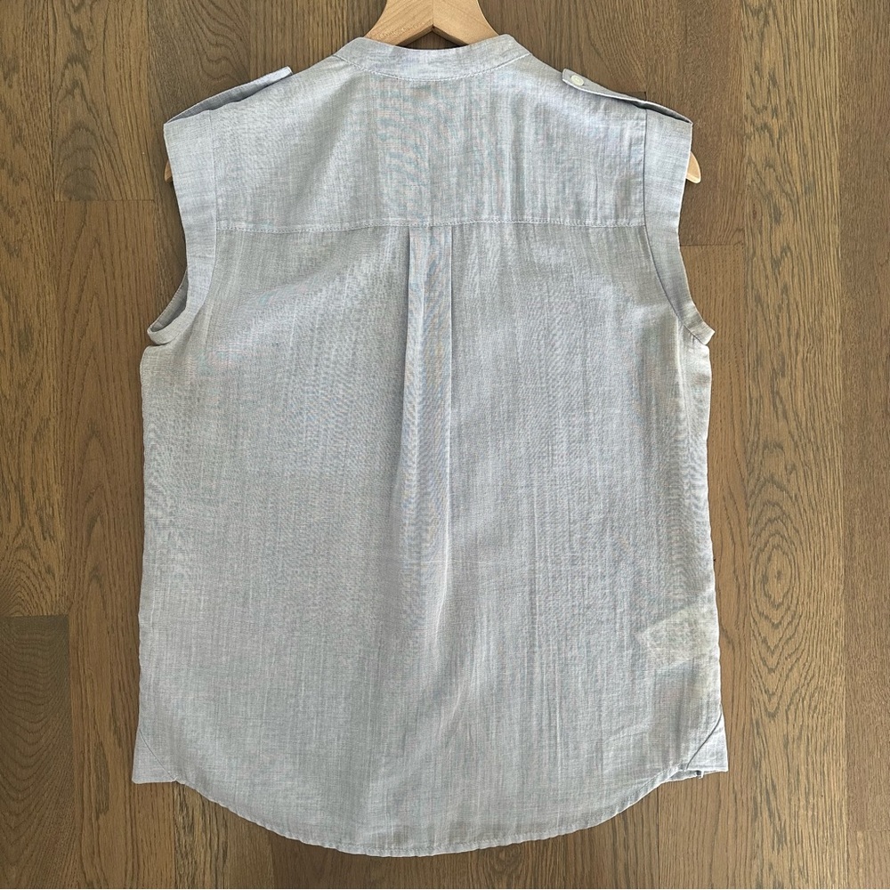BCBGMaxAzria Addison Sheer Cotton Toile Button Front Top Pale Blue Size XS - Picture 4 of 6